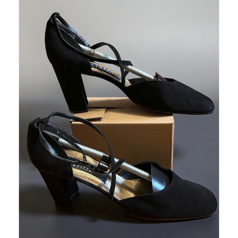 Stuart Weitzman Black Satin Mary JaneSize 6W 2 1/2 HeelElegant Evening Pump